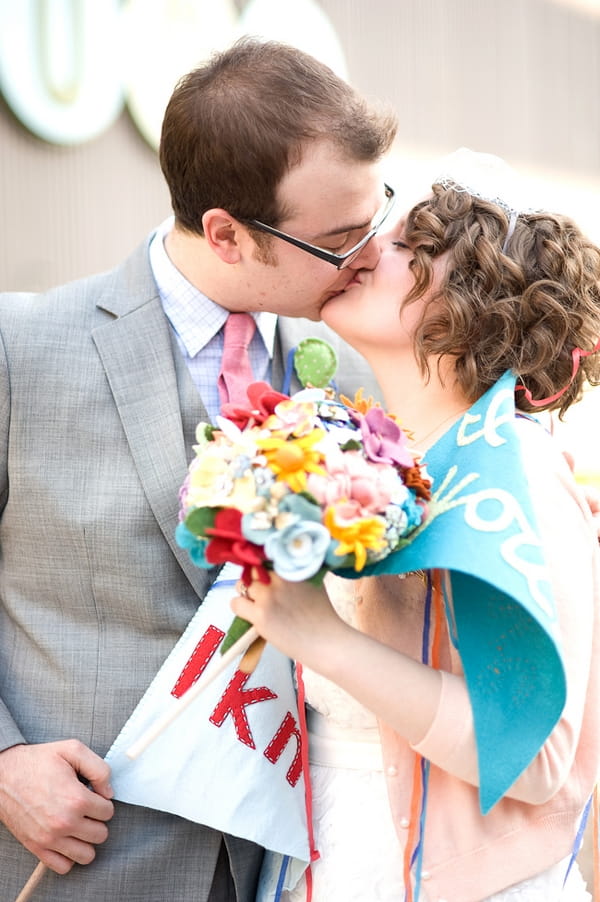 Bride and groom kissing - A Fun, Fun, Fun Wedding