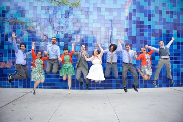 Bridal party jumping in the air - A Fun, Fun, Fun Wedding