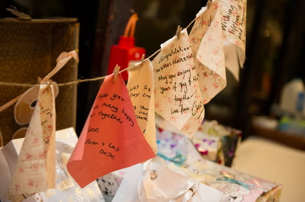 Fabric square messages hanging on washing line - Picture by Gareth Squance Photography