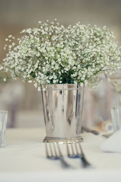 Gypsophelia wedding table flowers - A Homemade Marquee Wedding