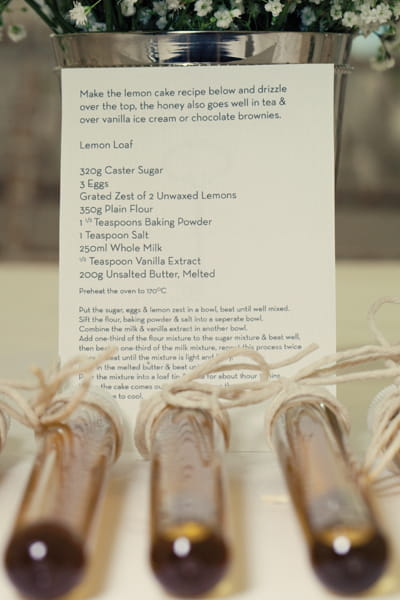 Lemon cake recipe with test tube wedding favours - A Homemade Marquee Wedding