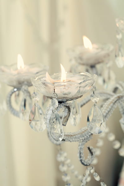 Tealights on crystal holder - A Homemade Marquee Wedding