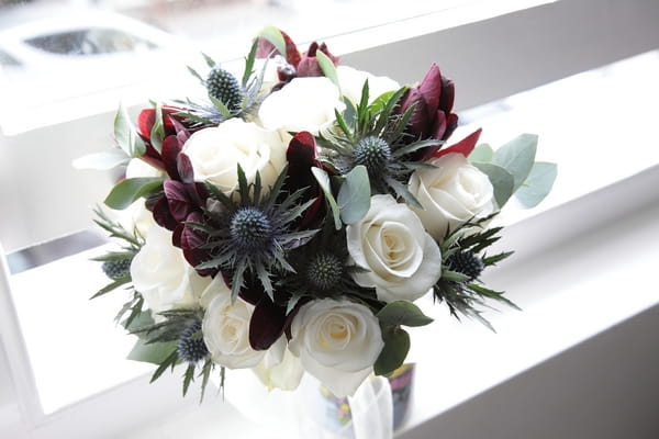 Bridal bouquet with thistles - Picture by Rebecca Prigmore Photography