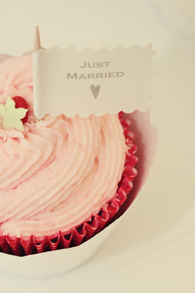 Just married pink cupcake - A Homemade Marquee Wedding