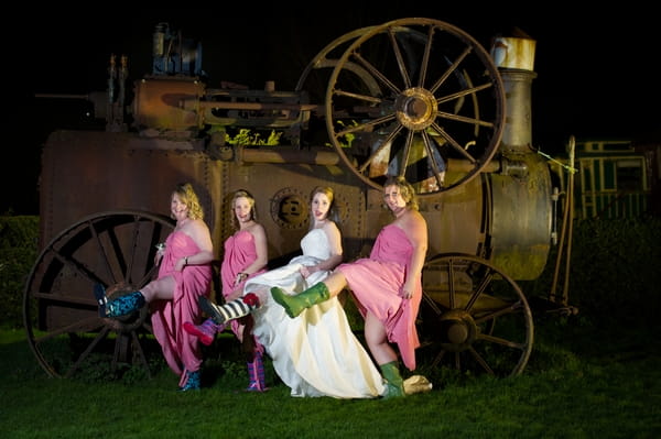 Bride and bridesmaids wearing wellington boots - Picture by Gareth Squance Photography