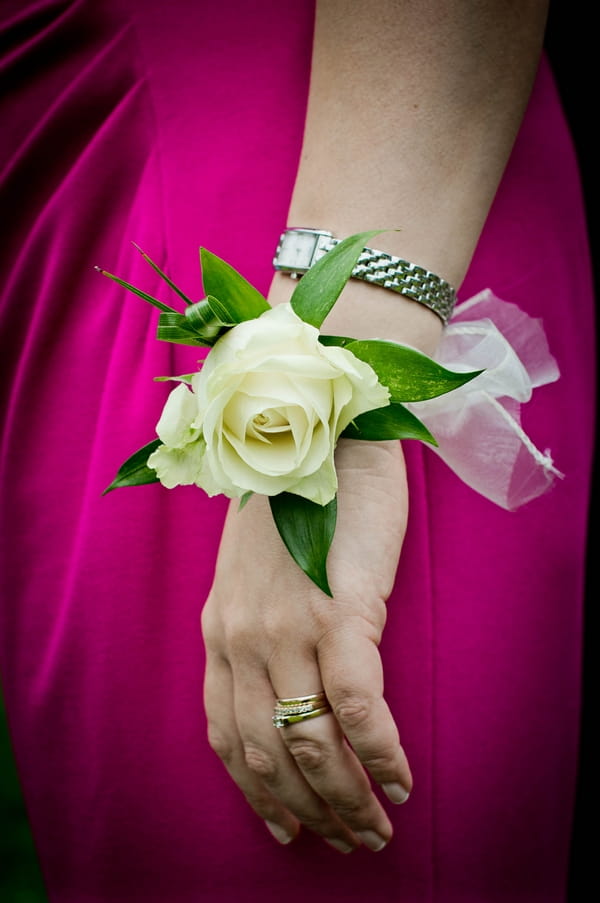 Rose wrist corsage - Picture by Jonathan Bean Photography