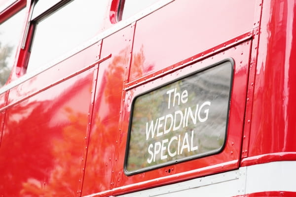 The Wedding Special Sign on red bus - Picture by Rebecca Prigmore Photography