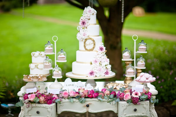 White wedding cake and cupcakes - LoveLuxe Launch