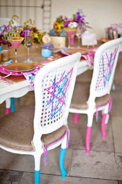 Chairs with blue and pink legs - LoveLuxe Launch