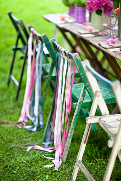 Chairs with ribbons on back - LoveLuxe Launch