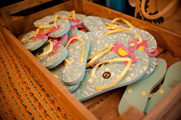 Box of flip-flops - A Wedstock Wedding in Hertfordshire