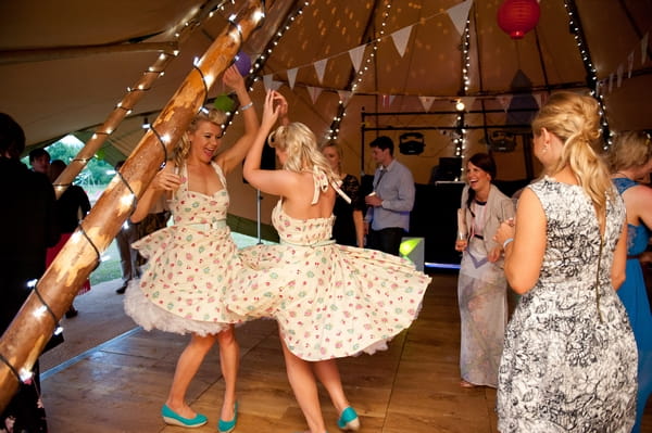 Bridesmaids dancing at wedding - A Wedstock Wedding in Hertfordshire