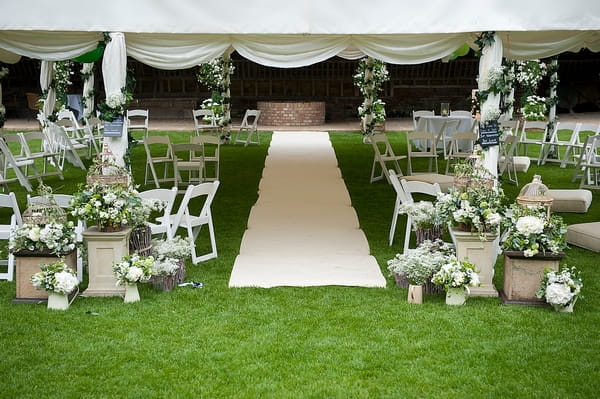 Aisle runner for outside wedding ceremony - A Beautiful Garden Party Wedding at Lains Barn