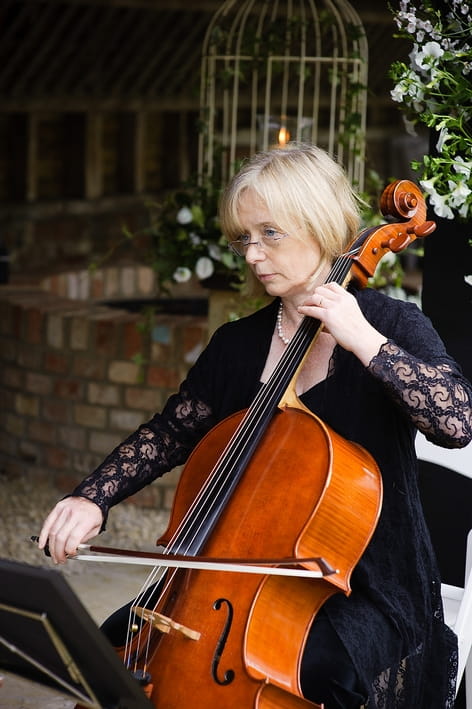 Cello player at wedding - A Beautiful Garden Party Wedding at Lains Barn