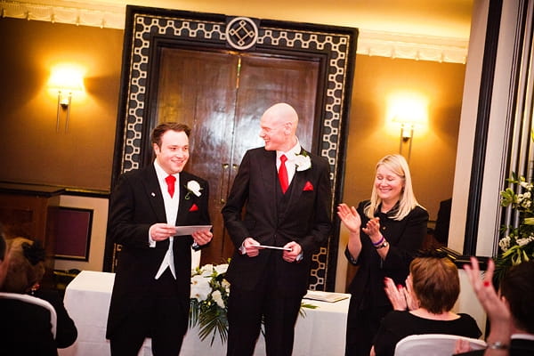 Civil partners reading during ceremony - An Art Deco Themed Civil Partnership