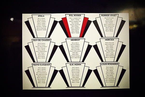 Art Deco table plan for civil partnership - An Art Deco Themed Civil Partnership