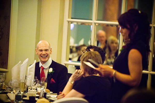 Groom laughing at speech - An Art Deco Themed Civil Partnership