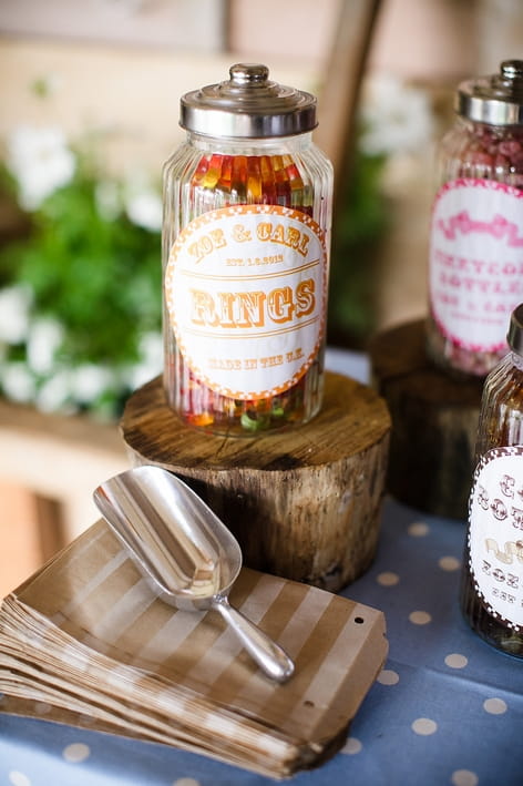 Vintage sweet jar and scoop - A Beautiful Garden Party Wedding at Lains Barn