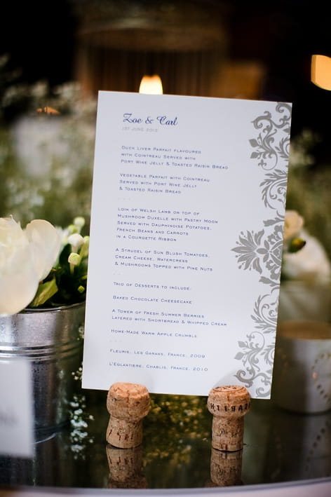 Wedding menu - A Beautiful Garden Party Wedding at Lains Barn