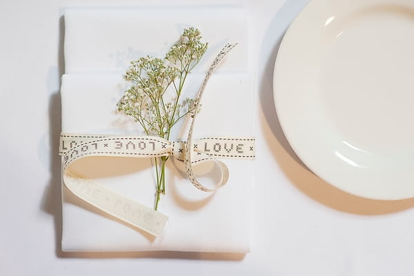 Napkin on wedding breakfast table - A Beautiful Garden Party Wedding at Lains Barn