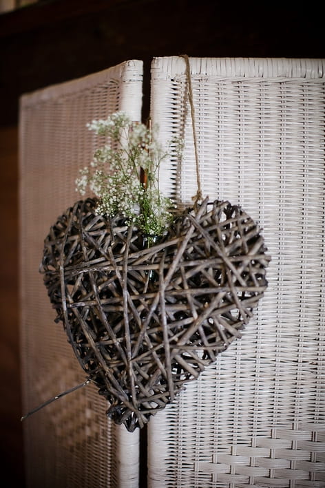 Wicker heart - A Beautiful Garden Party Wedding at Lains Barn