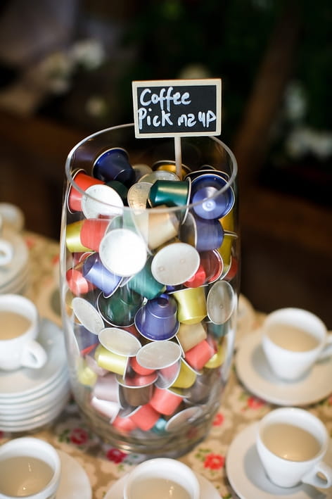 Coffee capsules - A Beautiful Garden Party Wedding at Lains Barn