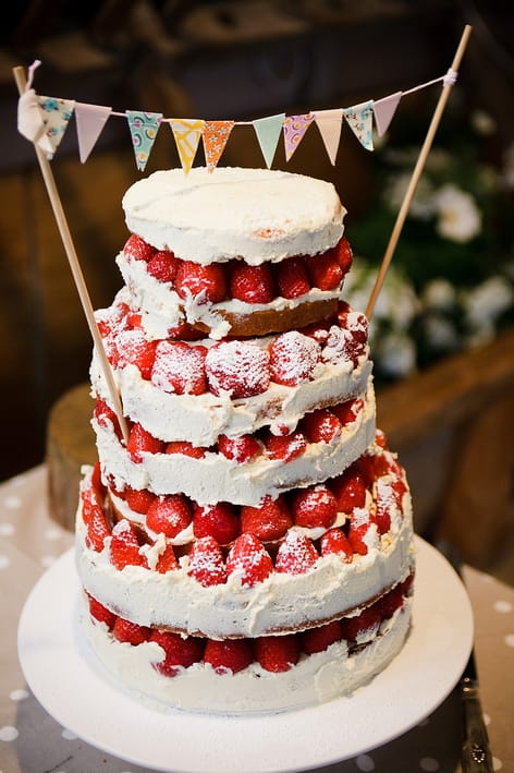 Strawberry meringue cake - A Beautiful Garden Party Wedding at Lains Barn