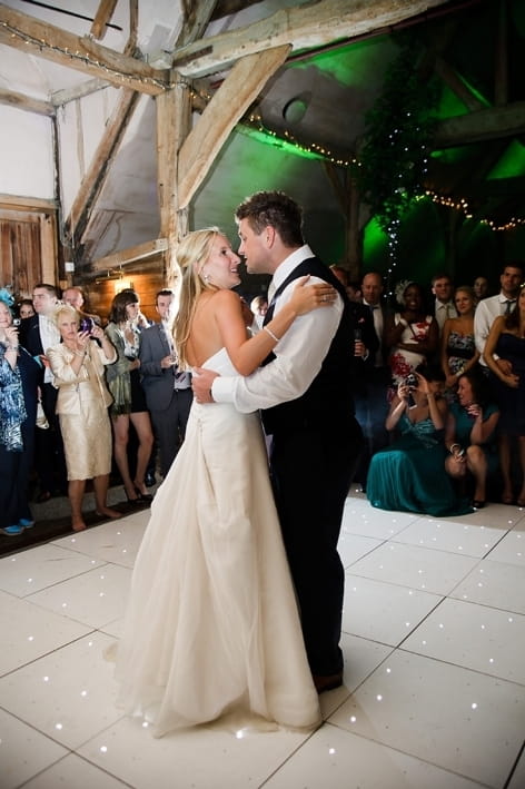 Bride and groom first dance - A Beautiful Garden Party Wedding at Lains Barn