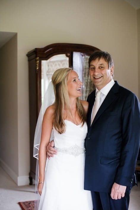 Bride with father - A Beautiful Garden Party Wedding at Lains Barn