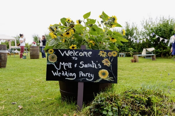 Chalk board wedding welcome sign