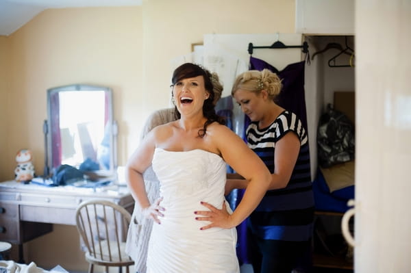 Bride laughing