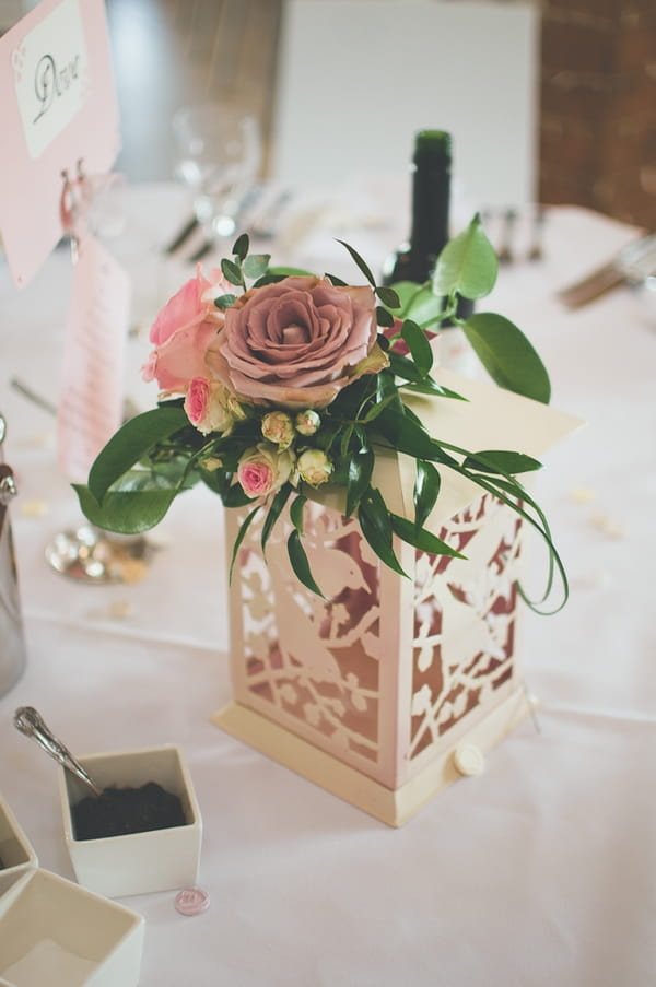 Rose wedding table centre - A Farm Wedding with a British Summer Theme