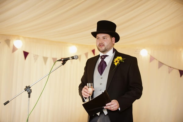 Groom giving wedding speech