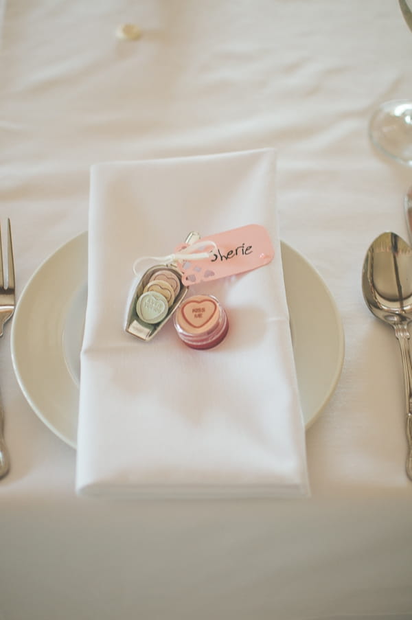 Wedding place setting with love hearts - A Farm Wedding with a British Summer Theme