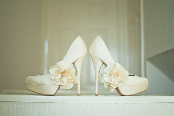 Cream wedding shoes - A Farm Wedding with a British Summer Theme