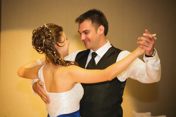 Bride and groom about to dance - A Spring Themed Wedding in Hungary