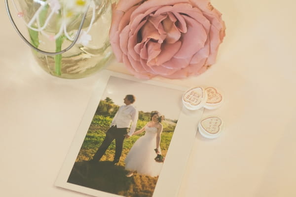 Polaroid picture of bride and groom - A Farm Wedding with a British Summer Theme