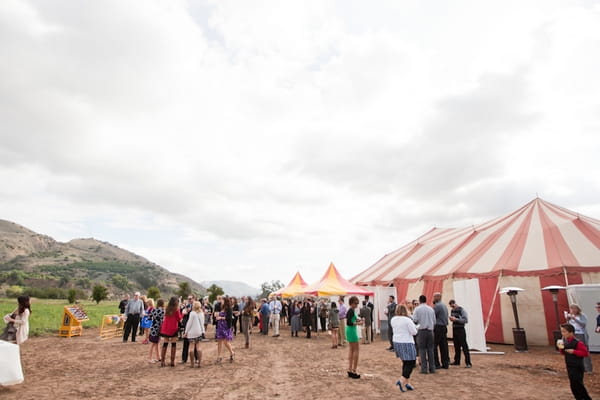 Wedding reception outside circus tent