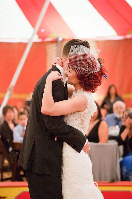 Bride and groom on dance floor