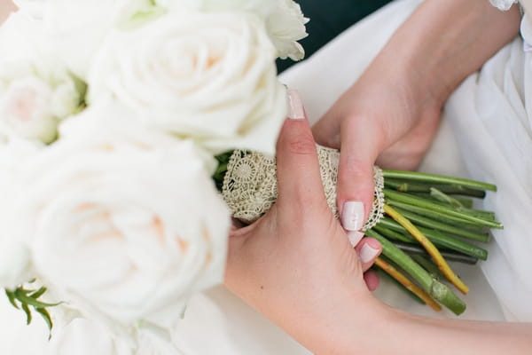 Bride holding bouquet