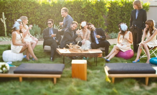 Bridal party sitting