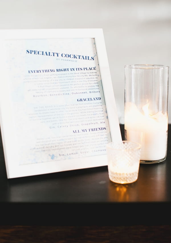 Wedding cocktail list