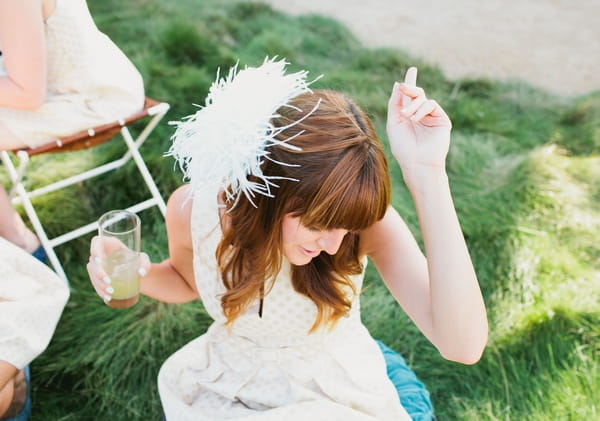 Bridesmaid with finger in air