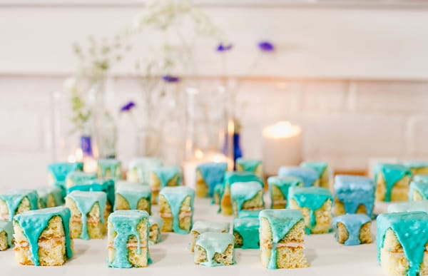 Squares of wedding cake