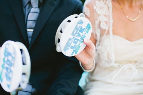 Bride and groom with tambourines