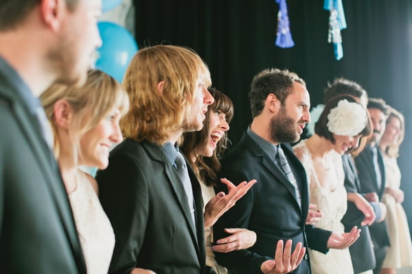 Bridal party in row