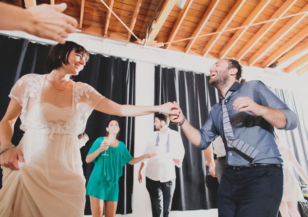 Bride and groom dancing