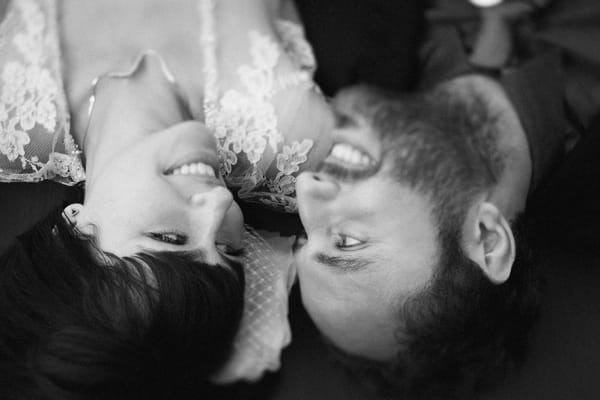 Bride and groom's heads