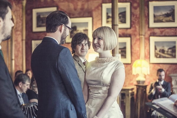 Bride and groom saying wedding vows