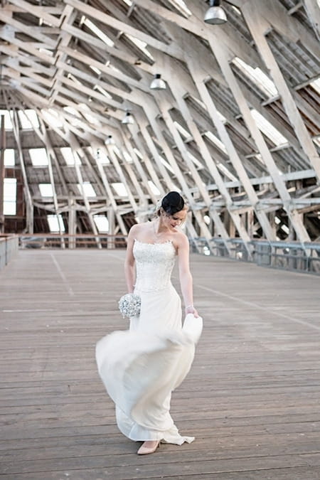 Bride wearing top hat headpiece